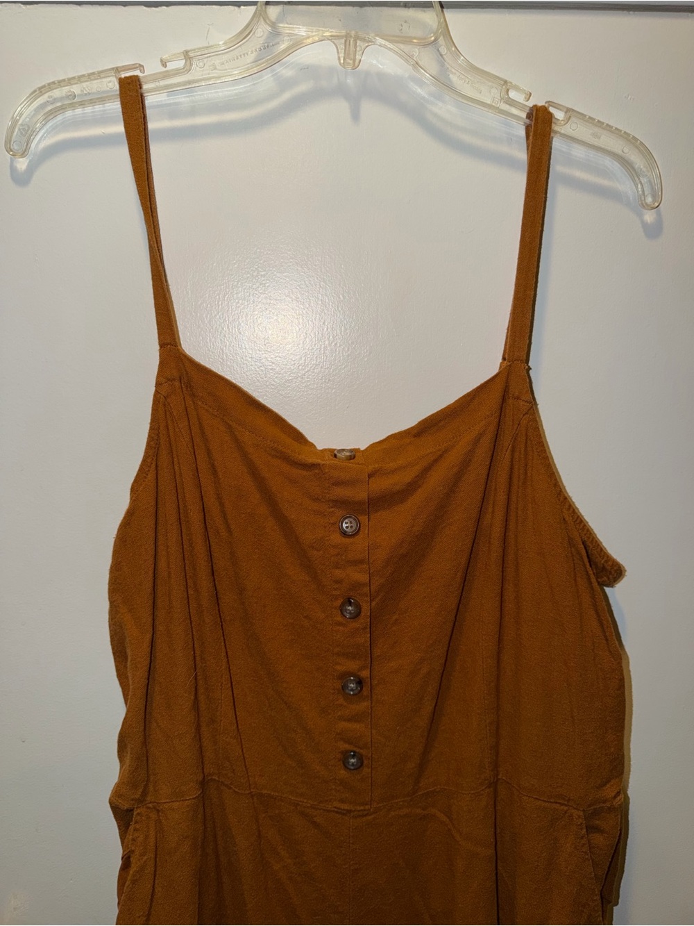 Old Navy Women's Rust Button-Front Wide-Leg Jumpsuit - Picture 3 of 9